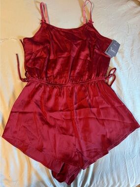 Auden Luxury Collection Red Satin Sleep Romper NWT. Bin #7